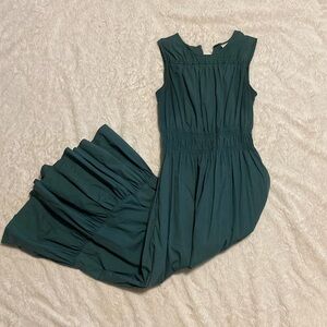 Dark green ruffle maxi dress with pockets